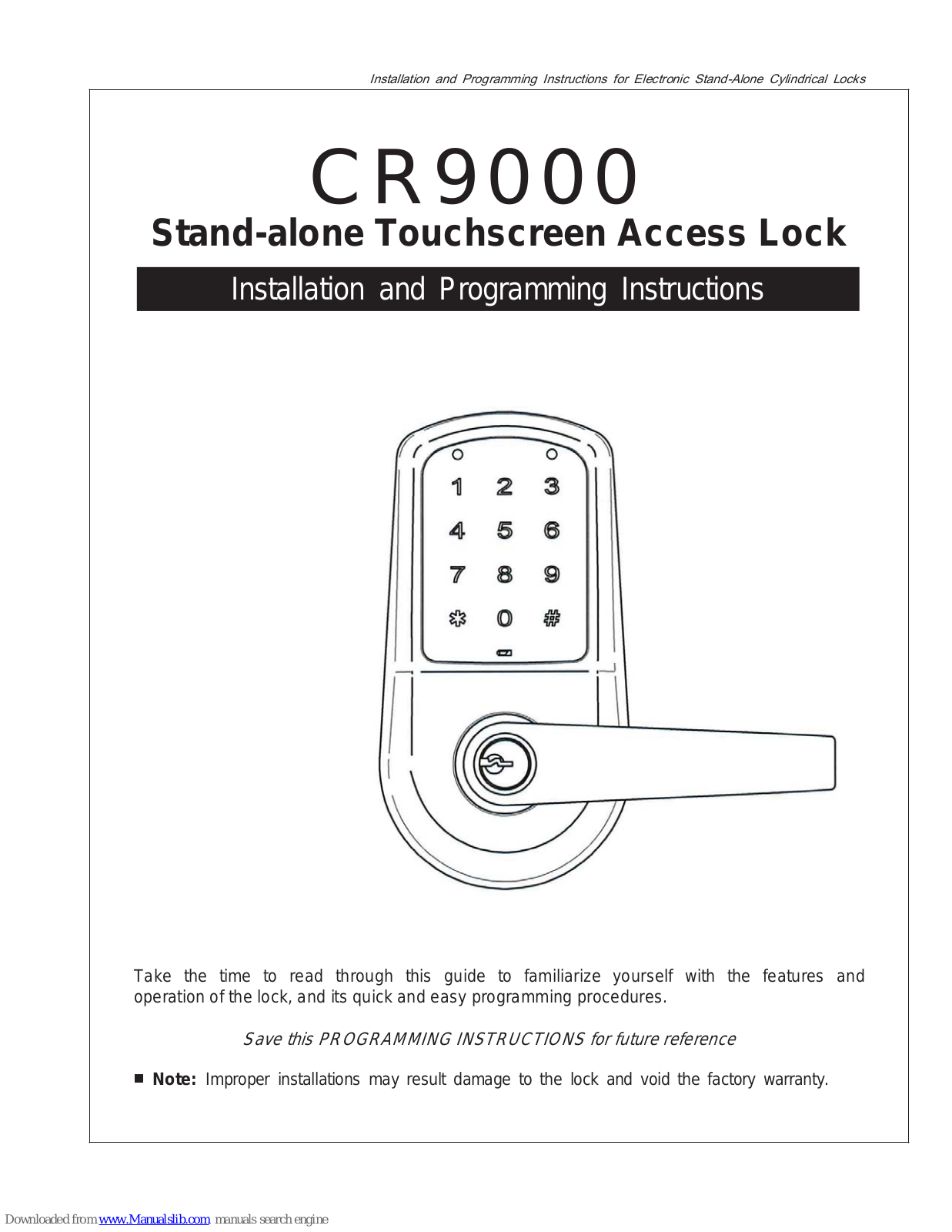 Cal-Royal CR9000 Installation And Programming Instructions