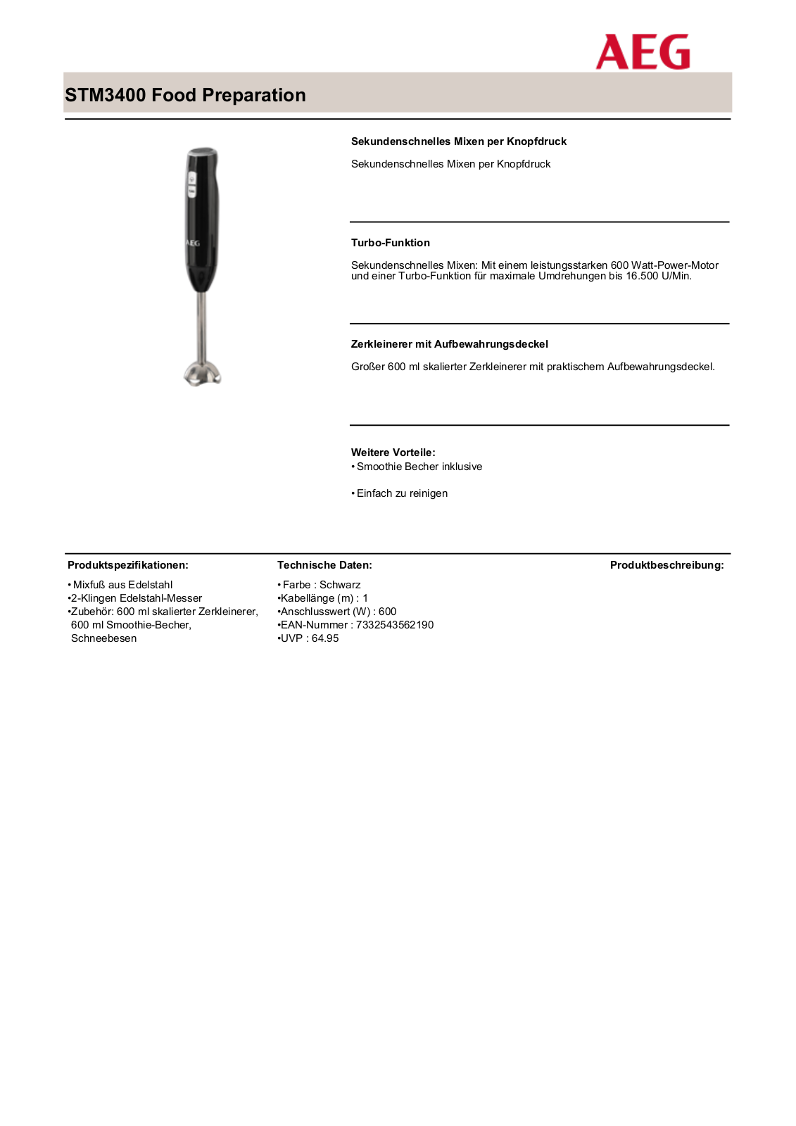 AEG STM3400 USER MANUAL