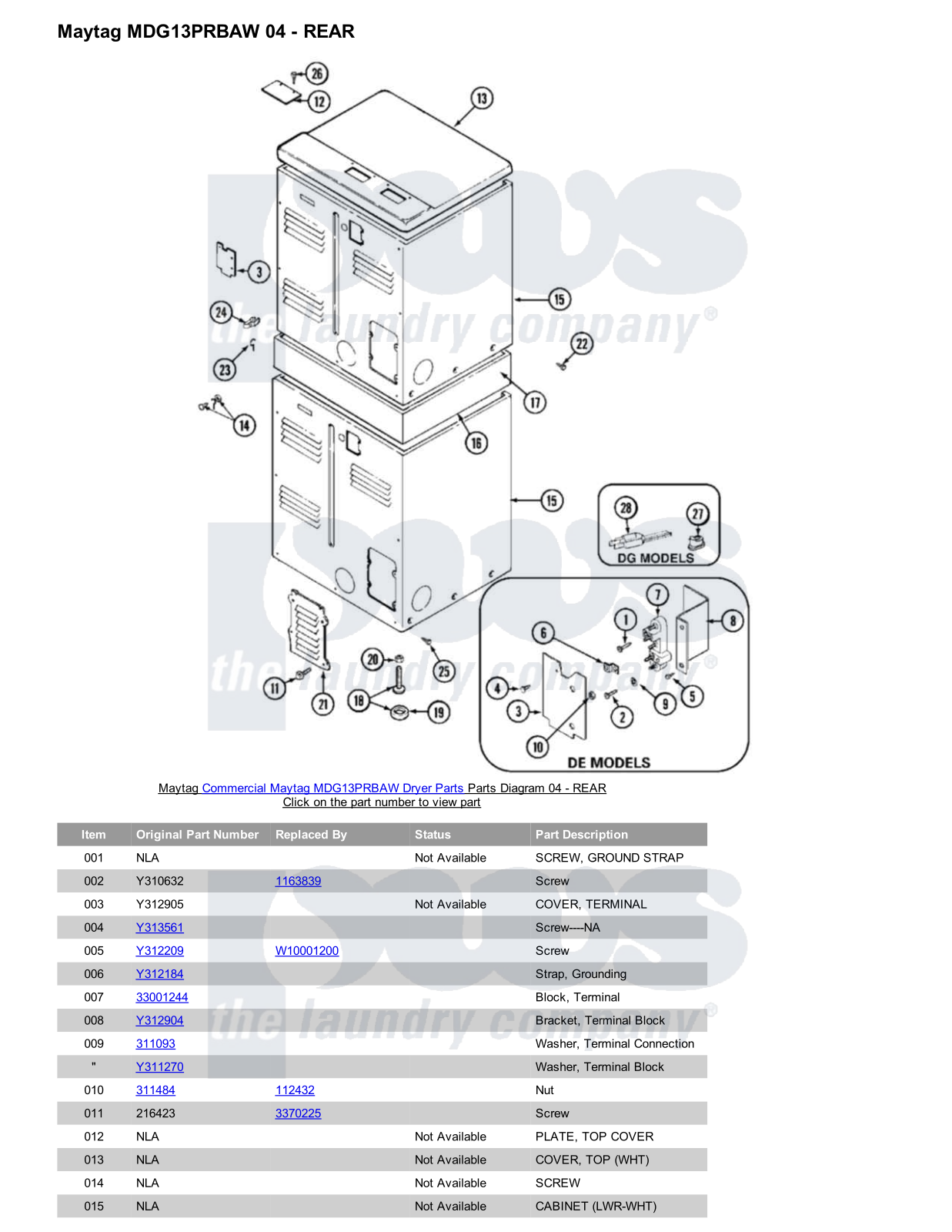 Maytag MDG13PRBAW Parts Diagram