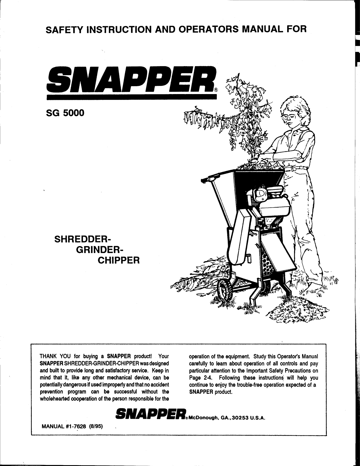 Snapper SG 5000 User Manual