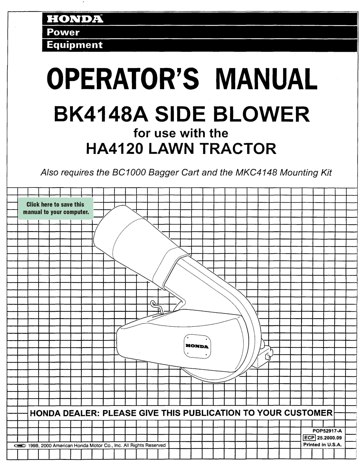 Honda Power Equipment BK4148A User Manual