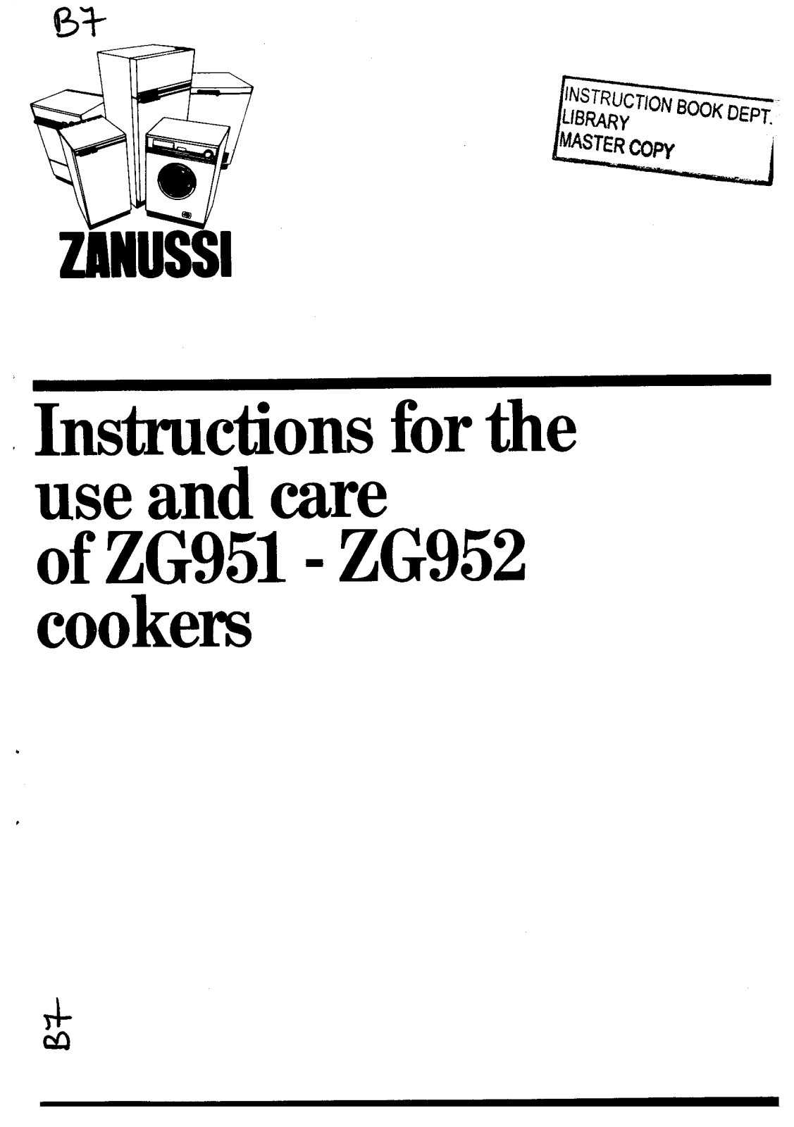 Zanussi ZG952, ZG951 User Manual