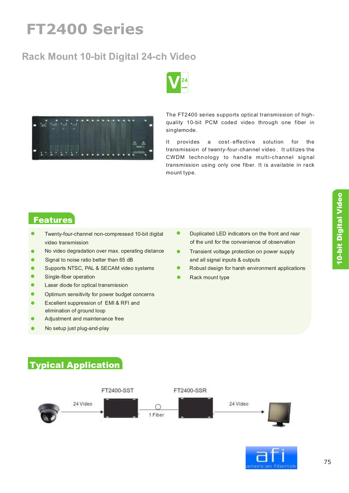 American Fibertek FT2400-SST, FT2400-SSR Specsheet