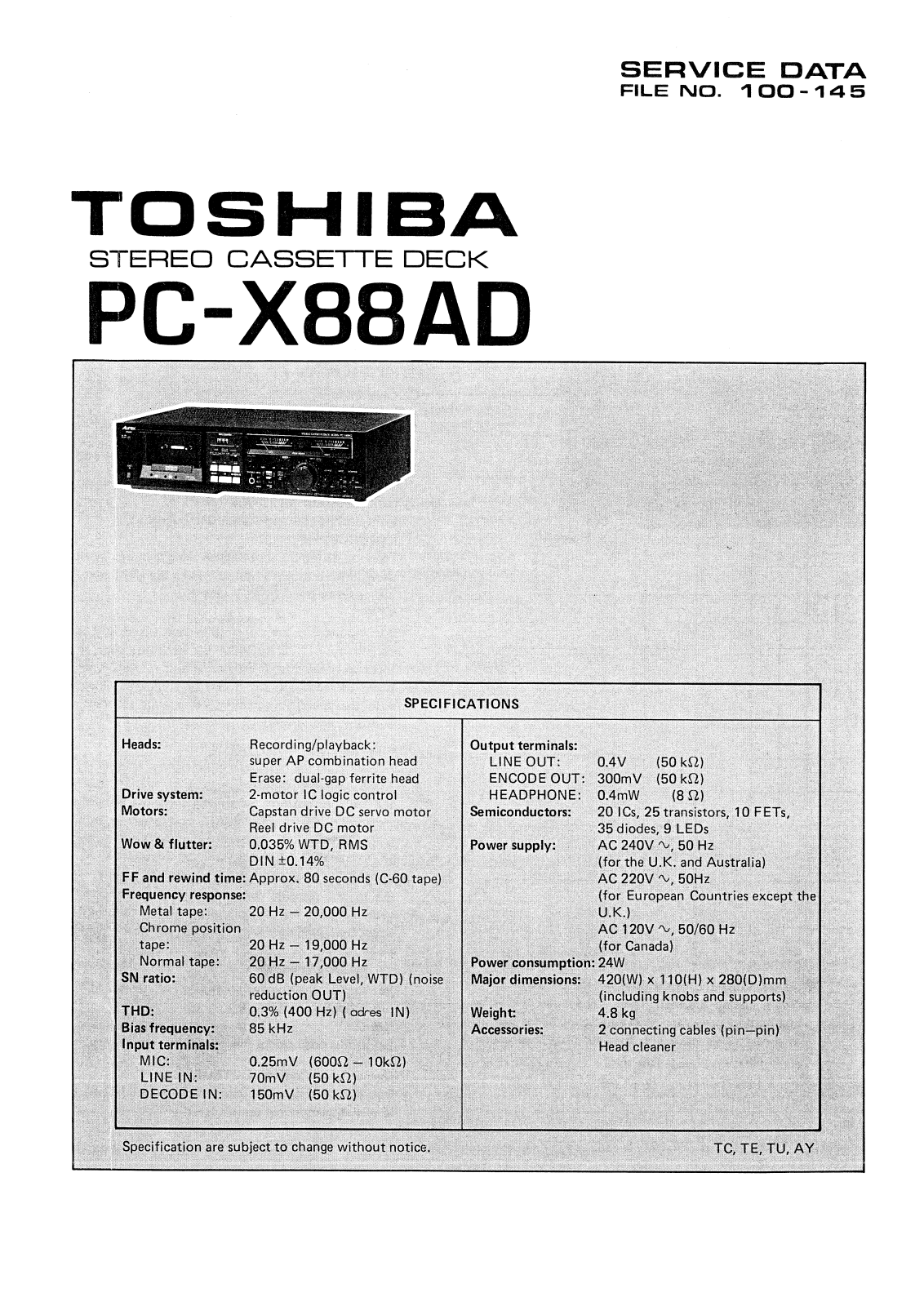 Toshiba PCX-88-AD Service manual