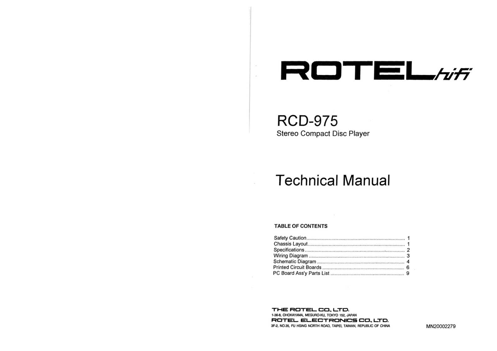 Rotel RCD-975 Service Manual