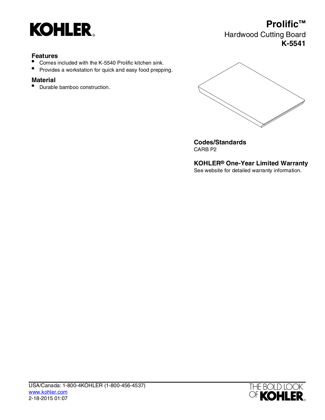 Kohler KOH20779 Specifications - ManualMachine.com