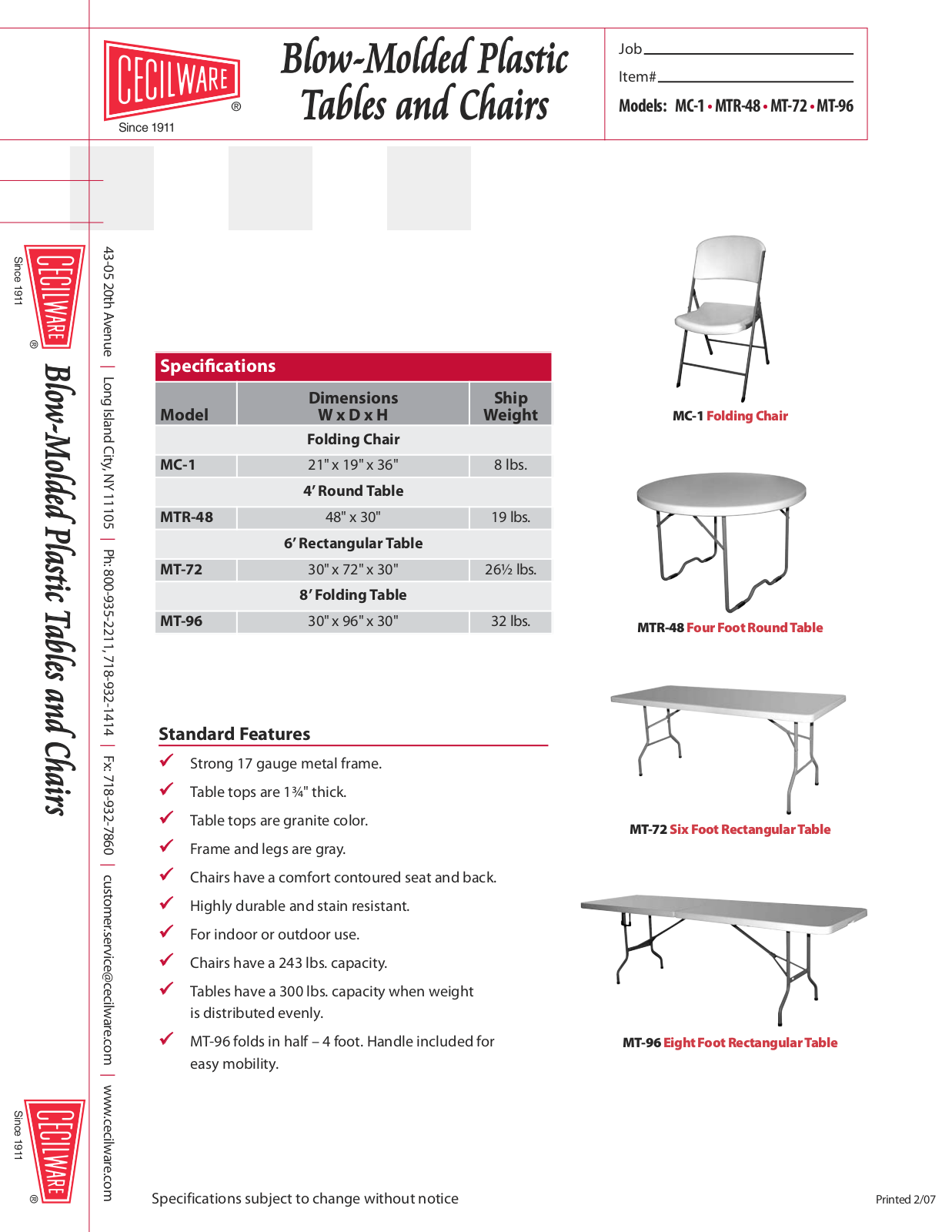 Cecilware MTR-48, MC-1, MT-96 User Manual