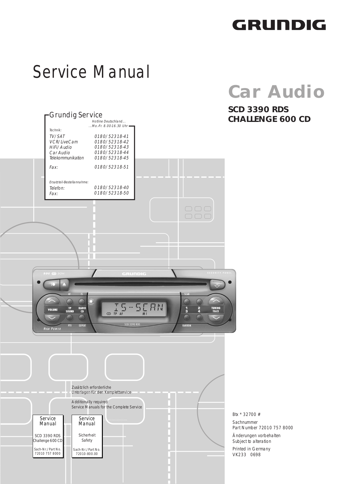 Grundig CHALLENGE-600-CD, SCD-3390-RDS Service Manual