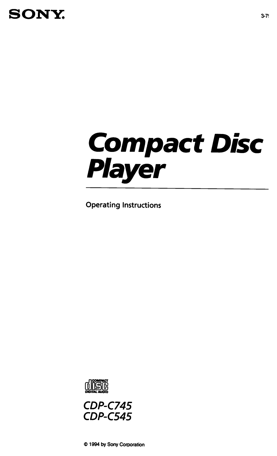 Sony CDP-C745 User Manual