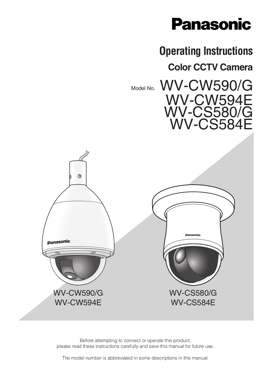 Panasonic wv-cs590 operating instructions