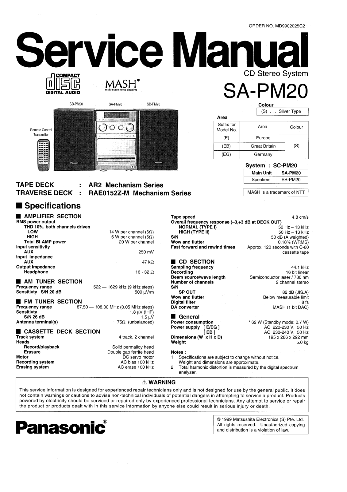 SA SA PM20 Service Manual