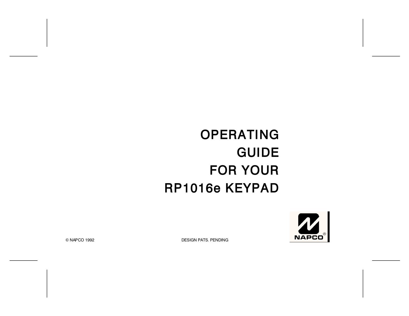 Magnum alert RP1016E KEYPAD User Manual