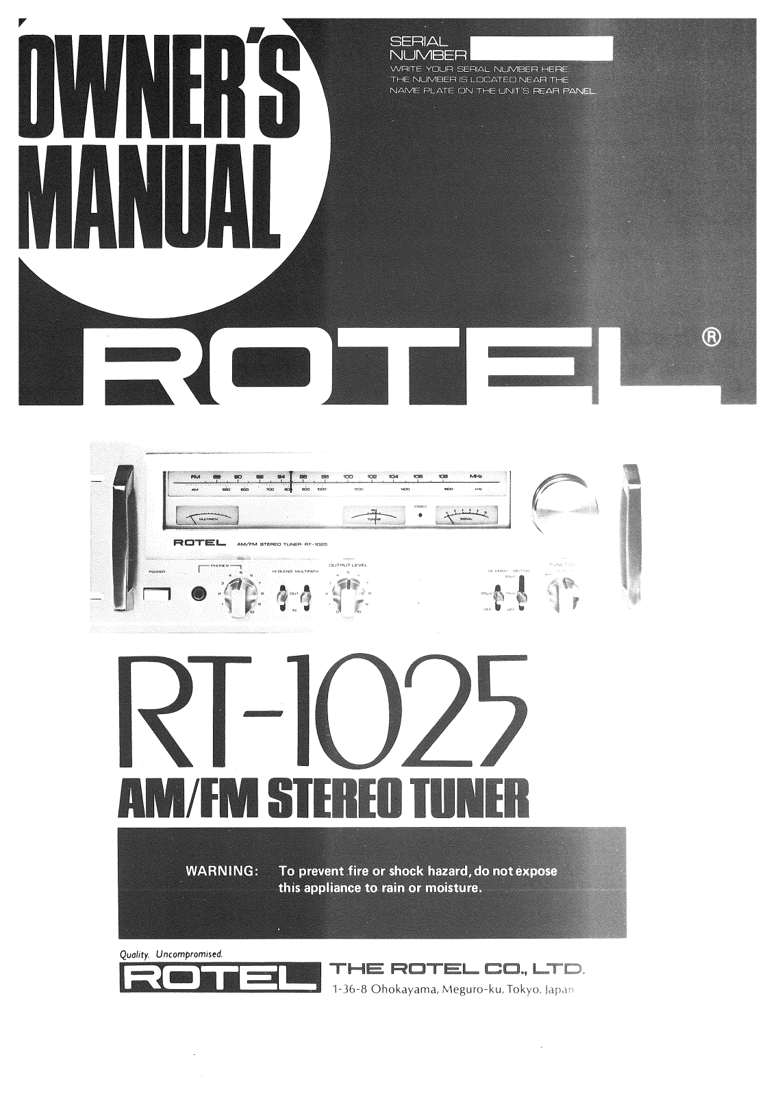 Rotel RT-1025 User Manual