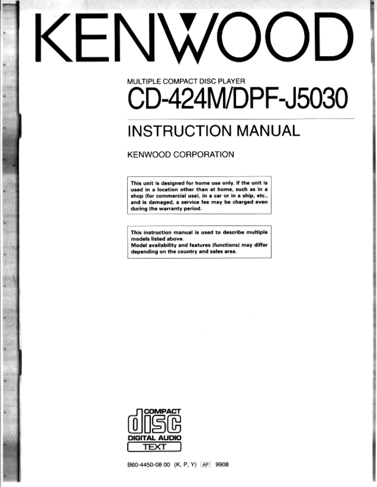 Kenwood DPF-J5030, CD-424M User Manual