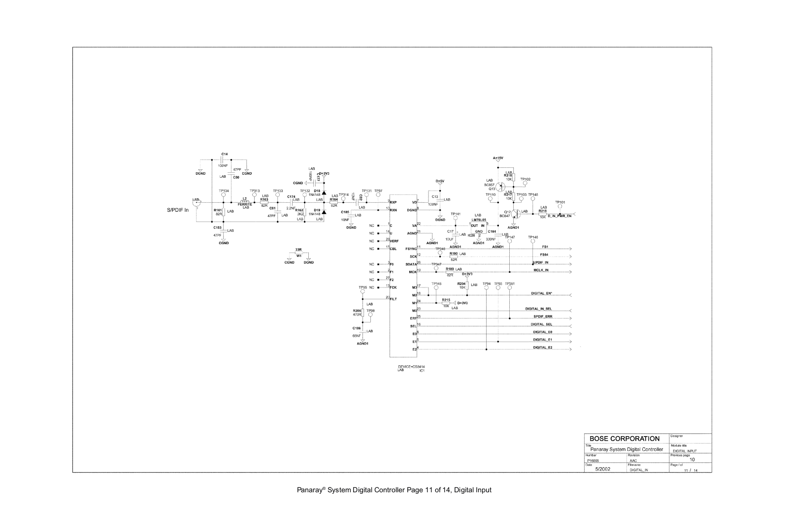 BOSE 11 14SD Schematic