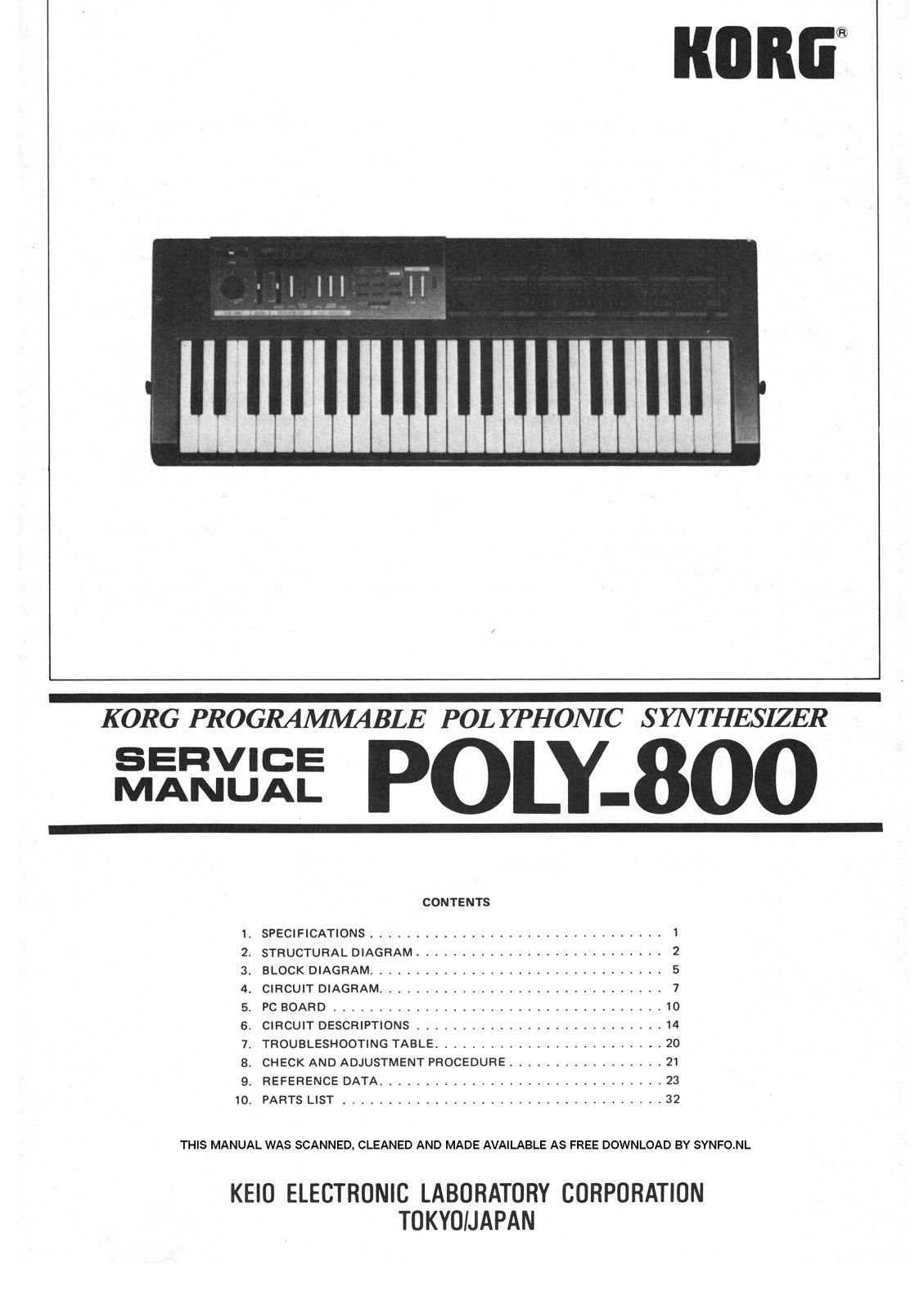 Korg Poly-800 Service Manual