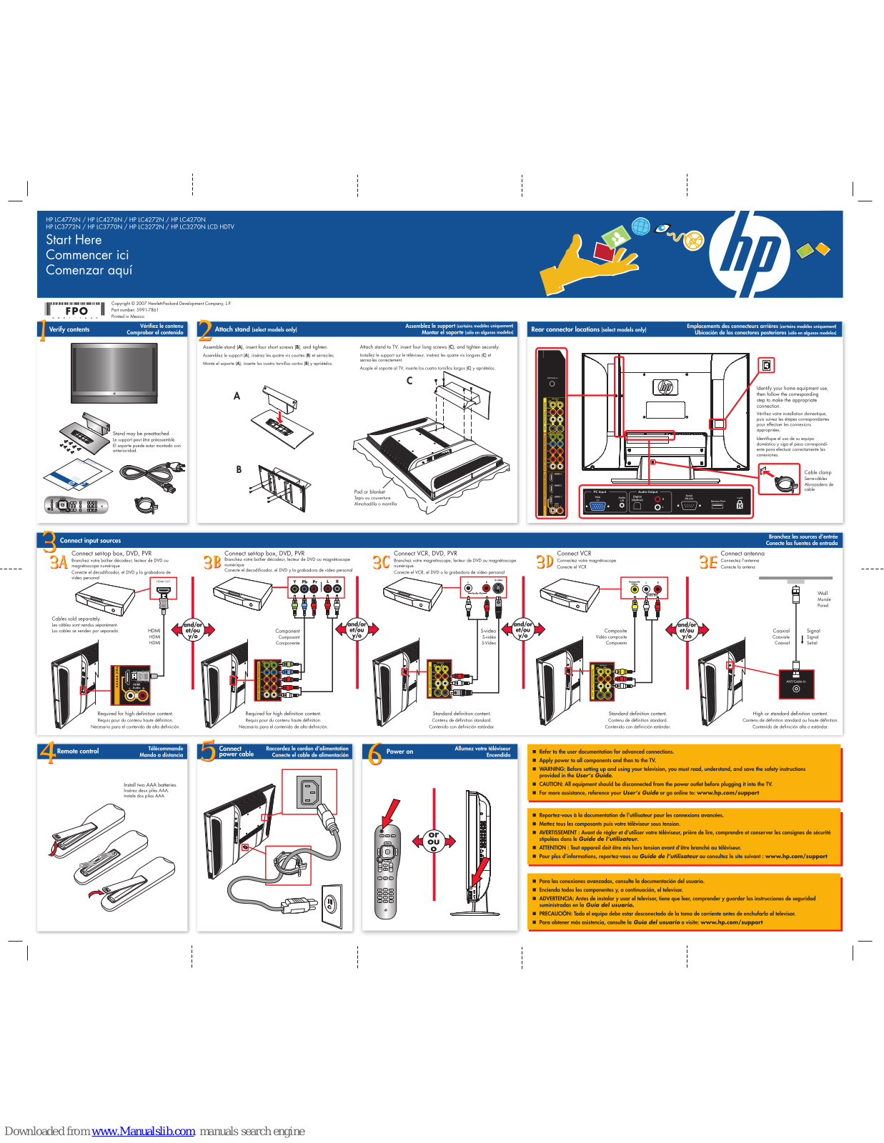 HP LC3270N, LC3272N, LC3770N, LC3772N, LC4270N Start Here Manual