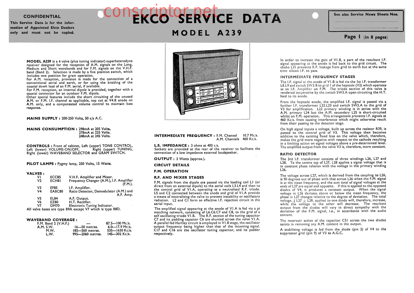 EKCO A239 Service manual