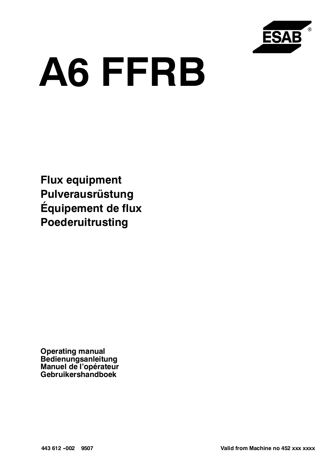 ESAB A6 FFRB Instruction manual