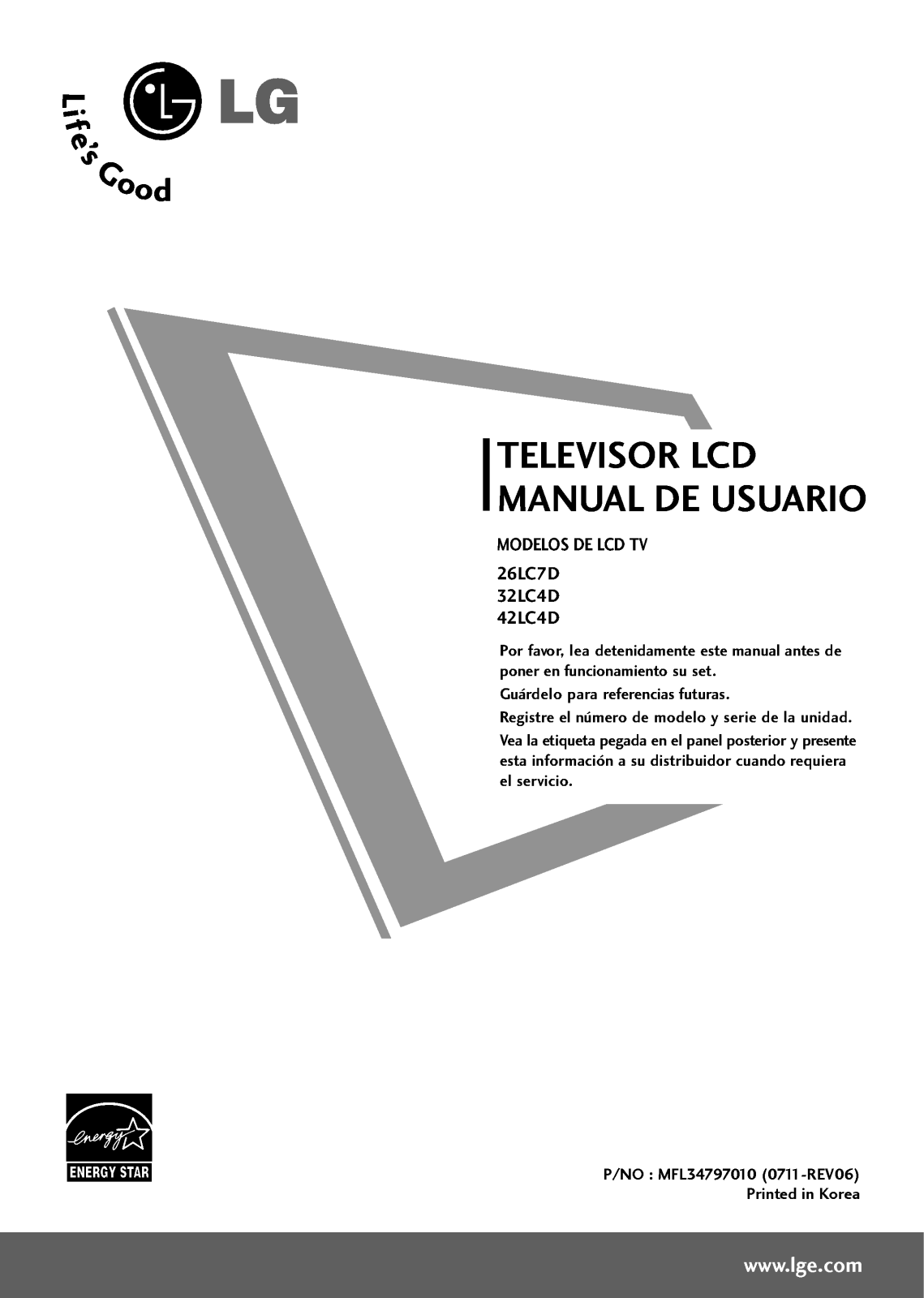 Lg 42LC4D, 32LC4D, 26LC7D User Manual