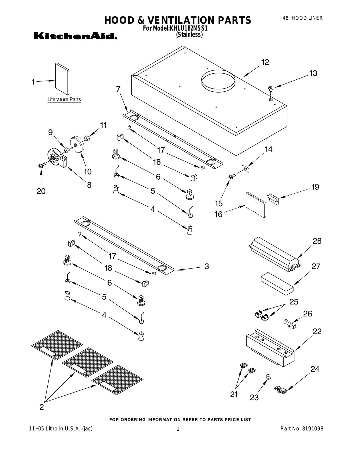 KitchenAid KHLU182MSS1 User Manual