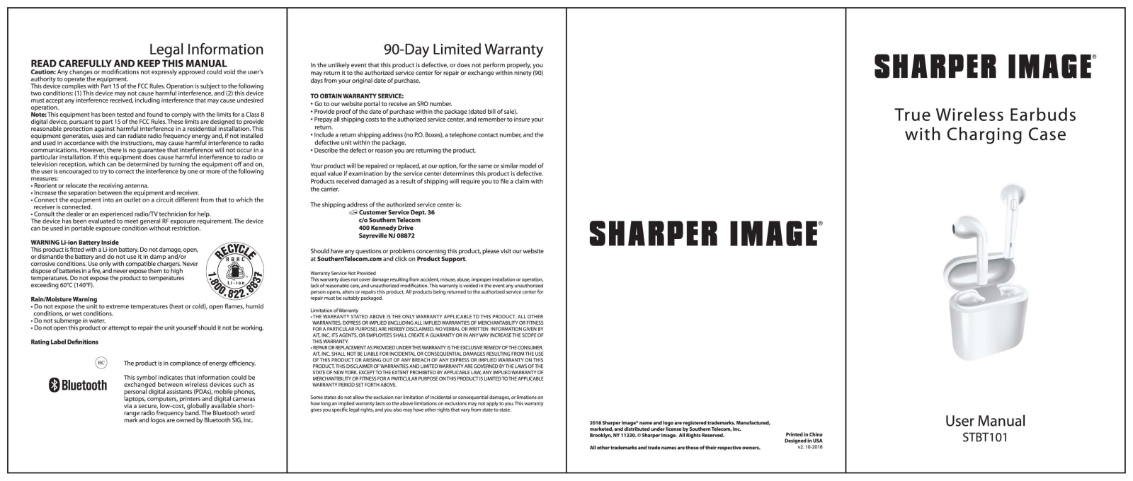 Sharper Image STBT101 User Manual