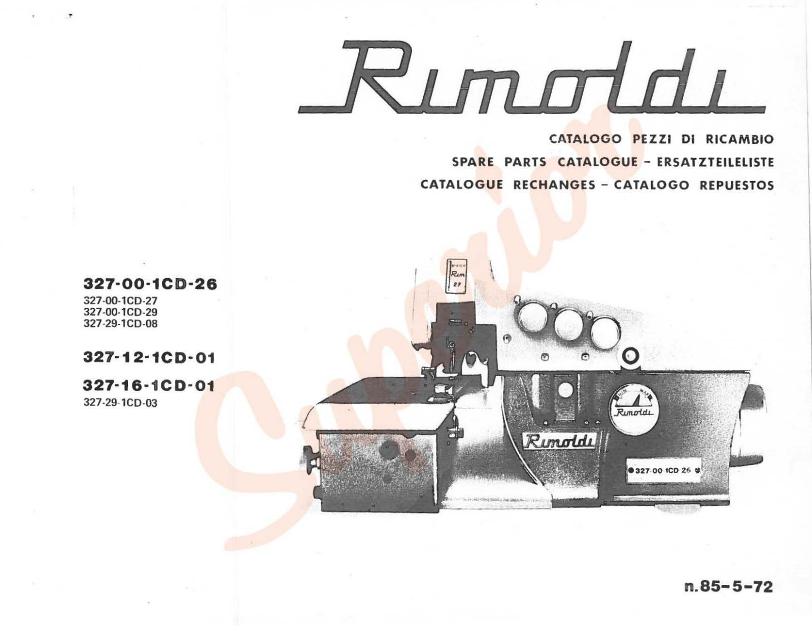 Rimoldi 327-00-1CD, 327-29-1CD-08, 327-12-1CD, 327-16-1CD Manual