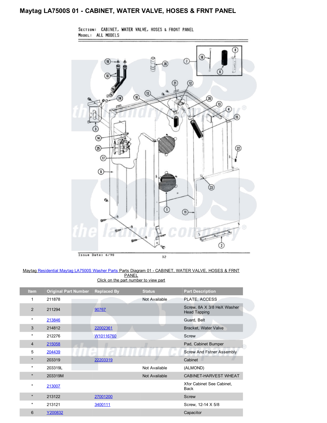 Maytag LA7500S Parts Diagram