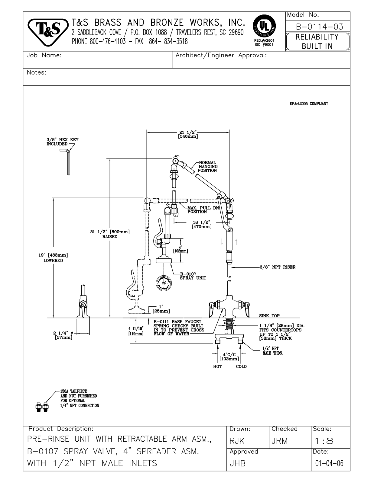 T&S Brass B-0114-03 User Manual