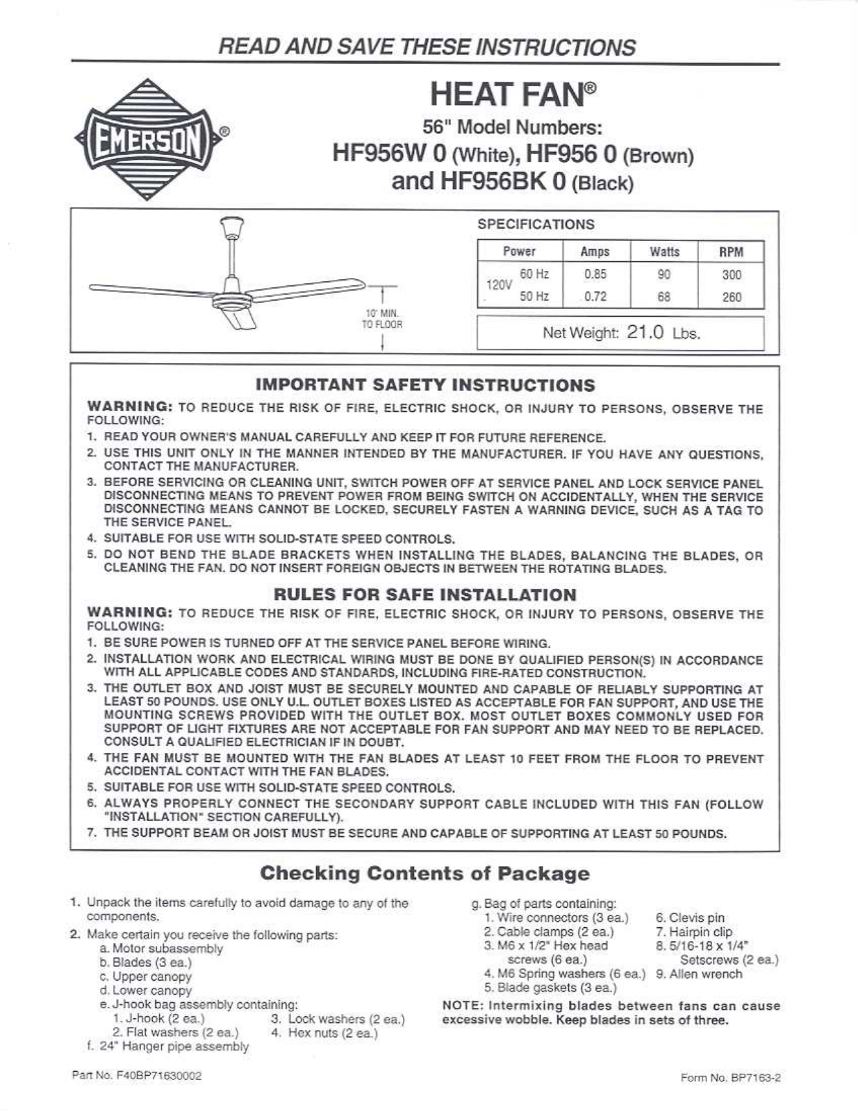 Emerson HF956 0 User Manual