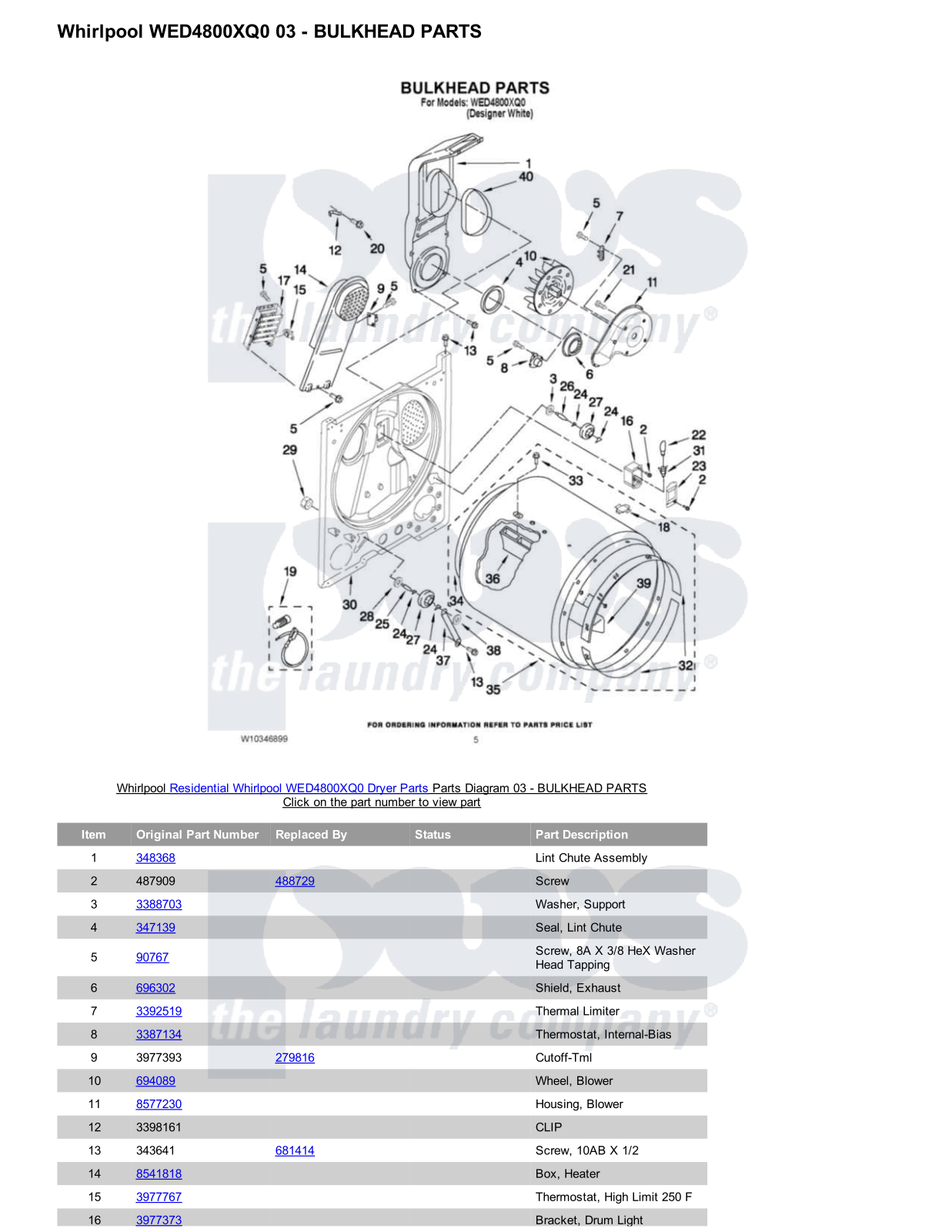 Whirlpool WED4800XQ0 Parts Diagram