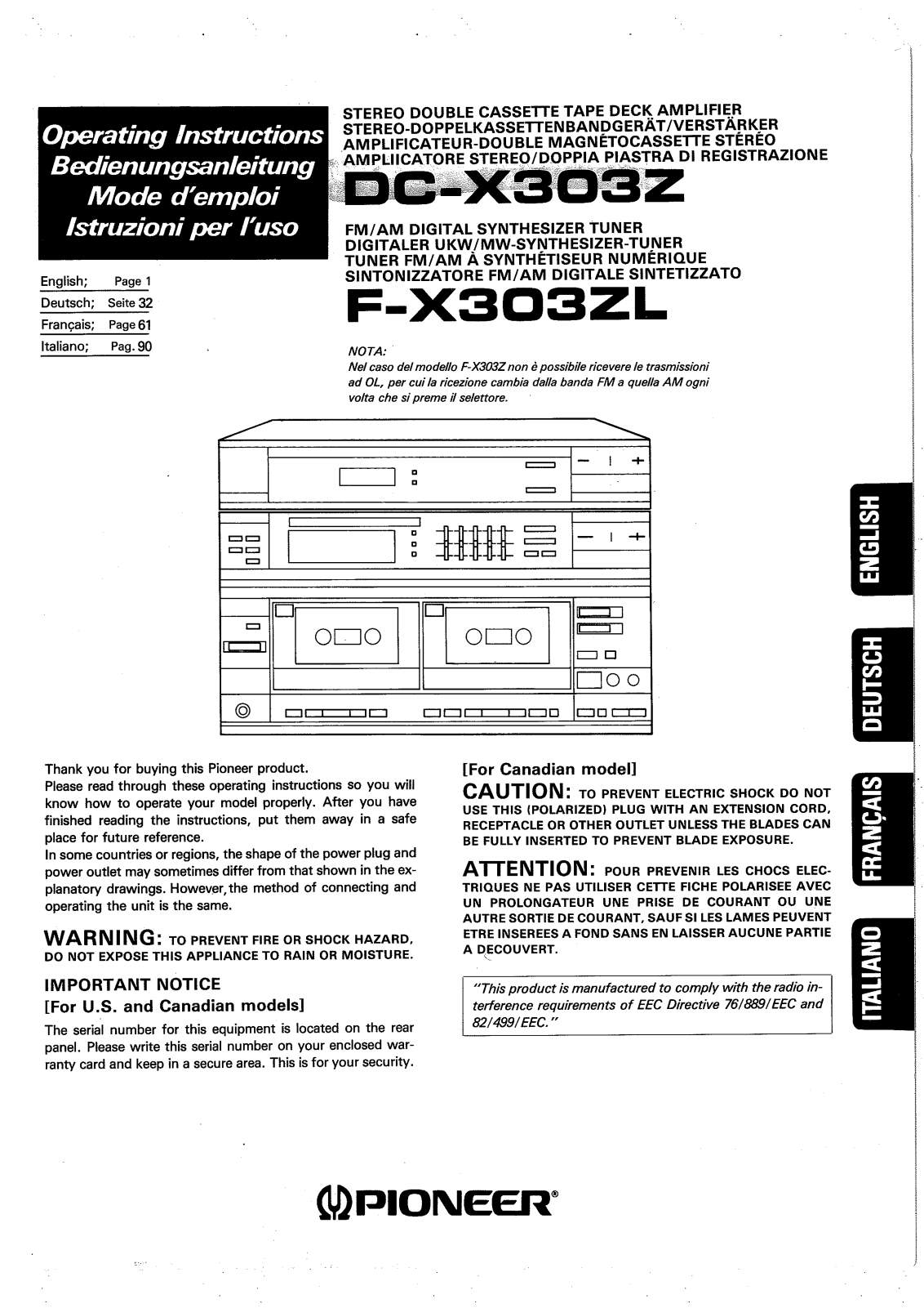 Pioneer F-X303ZL User Manual