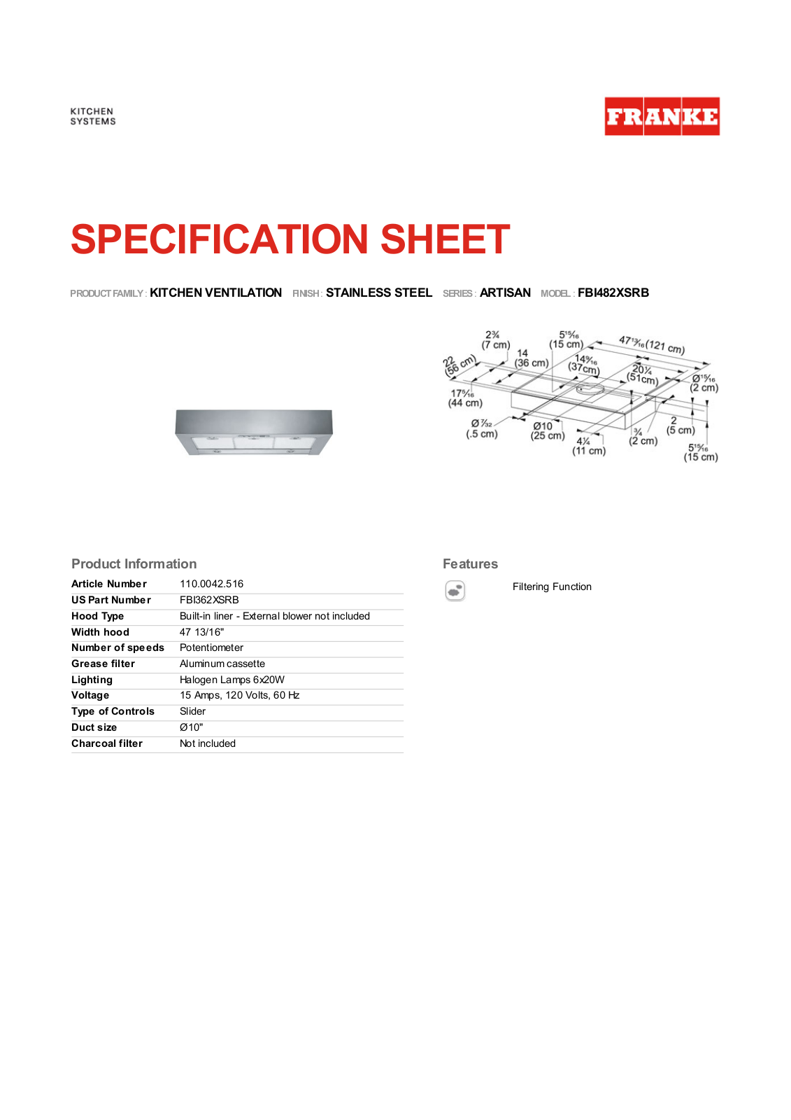 Franke Foodservice FBI482XSRB User Manual