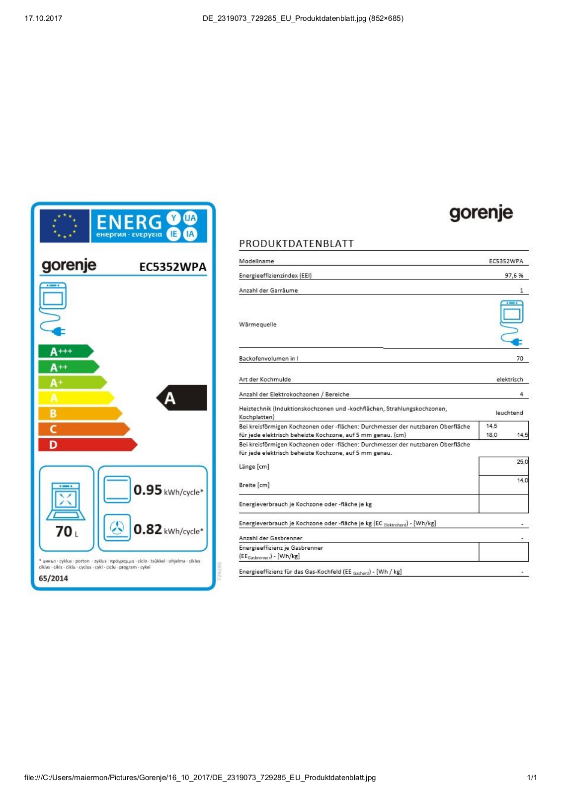 Gorenje EC5352WPA Service Manual