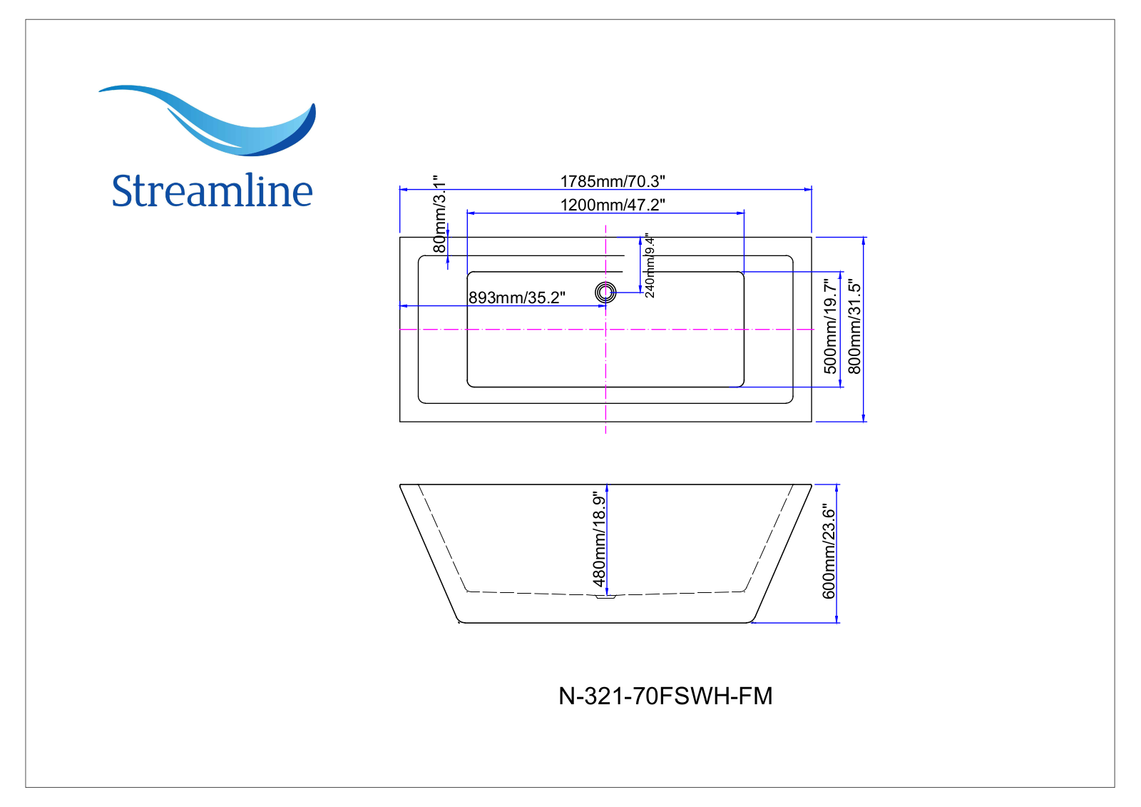 Streamline Bath SLBH1914 Dimensions - ManualMachine.com
