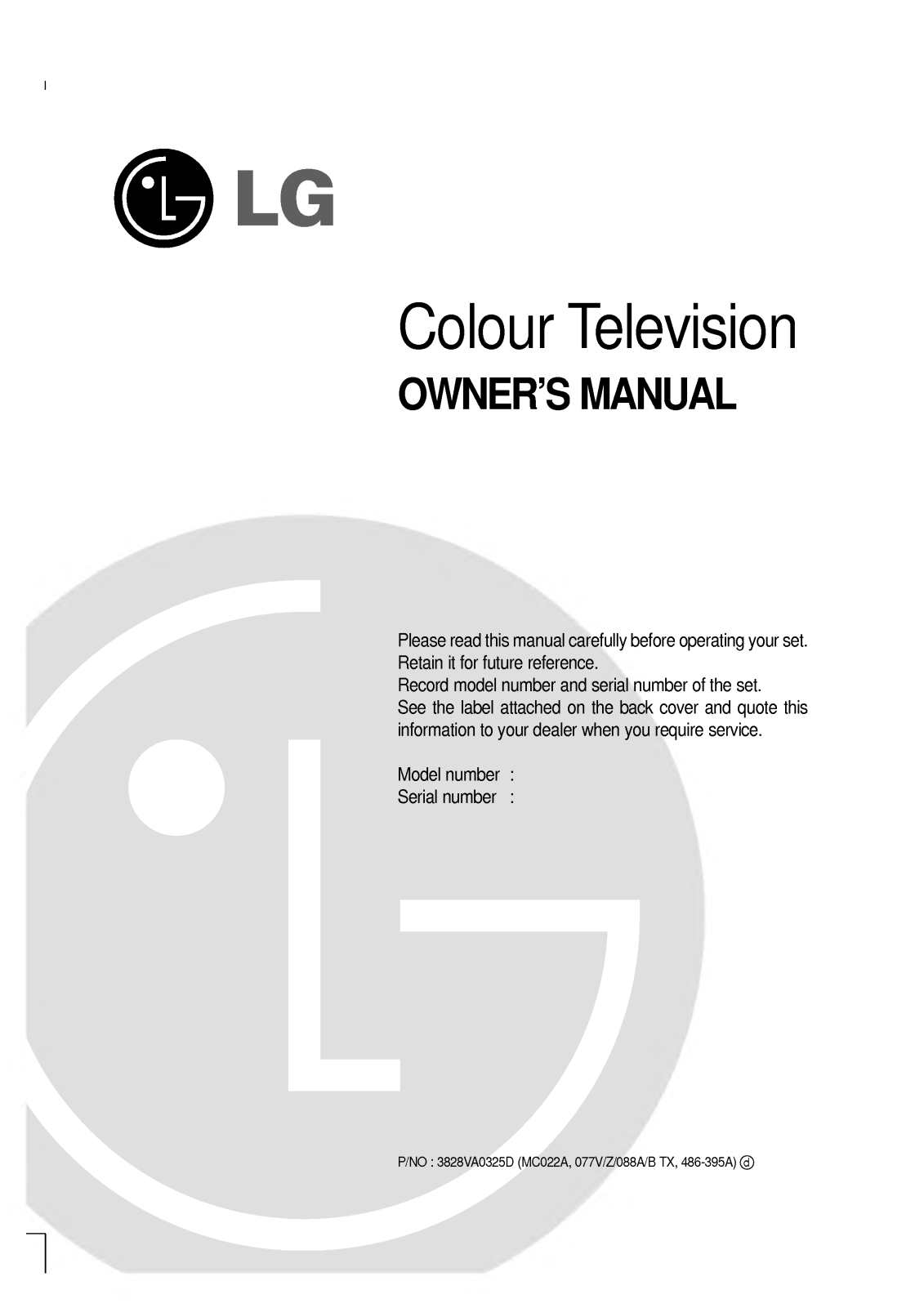 LG CT-29M30V, CT-25M60RX, RT-32FZ11RX Manual