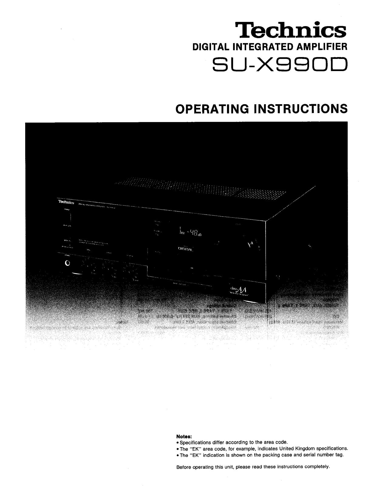 Panasonic SU-X990 User Manual