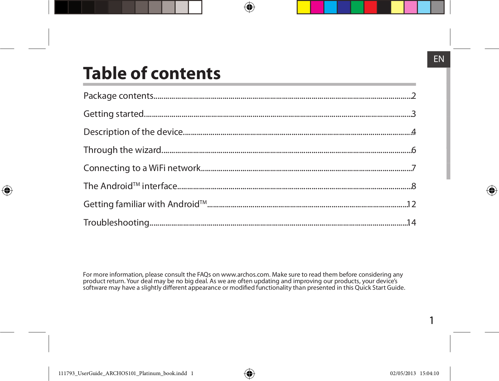 Archos 101 Platinium Instruction Manual