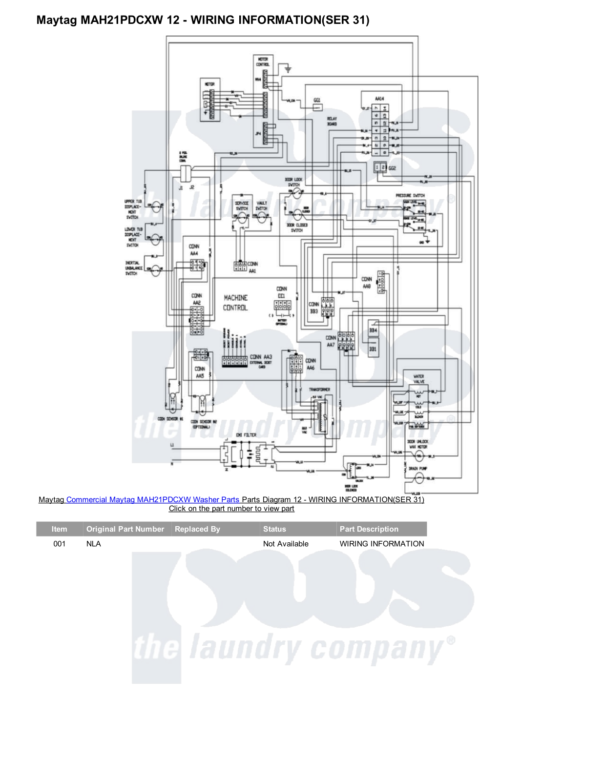 Maytag MAH21PDCXW Parts Diagram