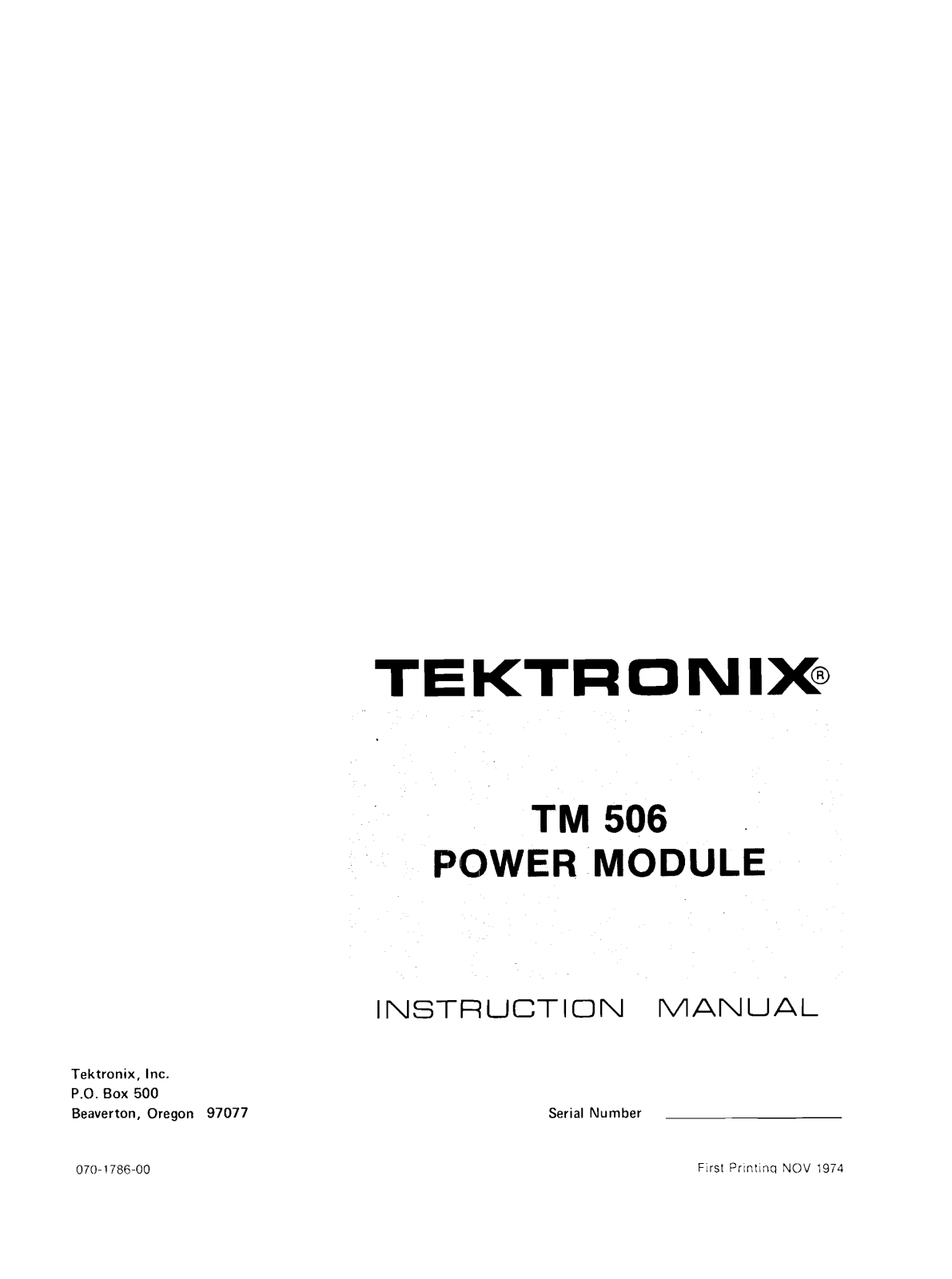 Tektronix TM506 Service manual