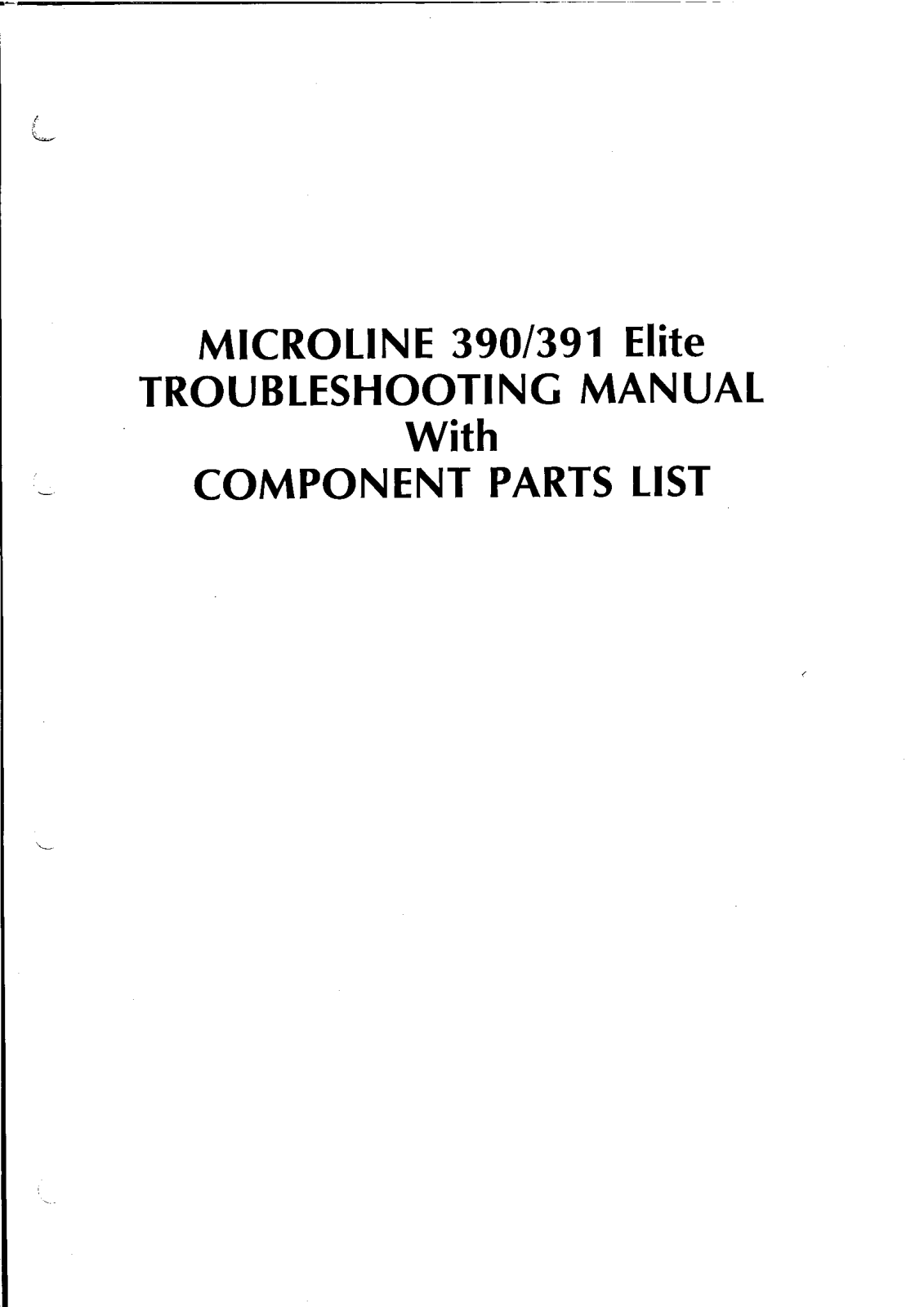 OKIDATA 390, 391 Troubleshooting Manual