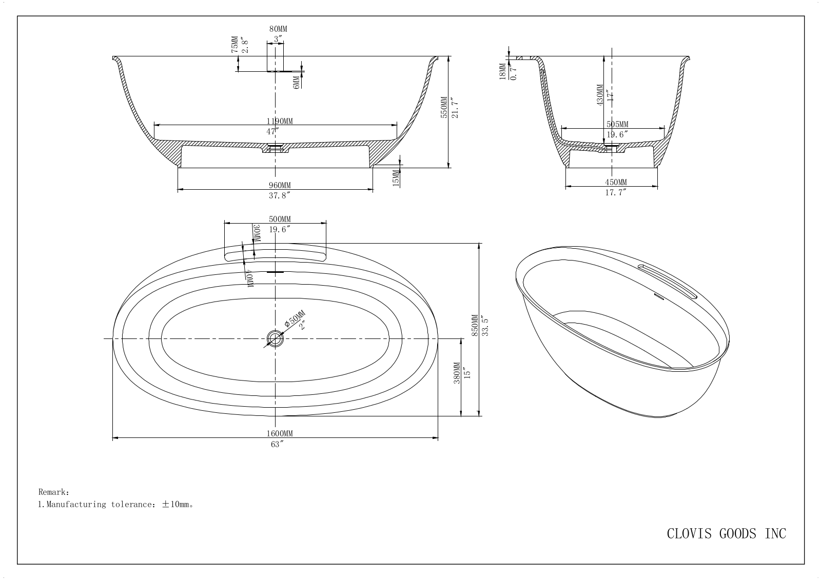 Clovis Goods ERVT1087 Dimensions - ManualMachine.com