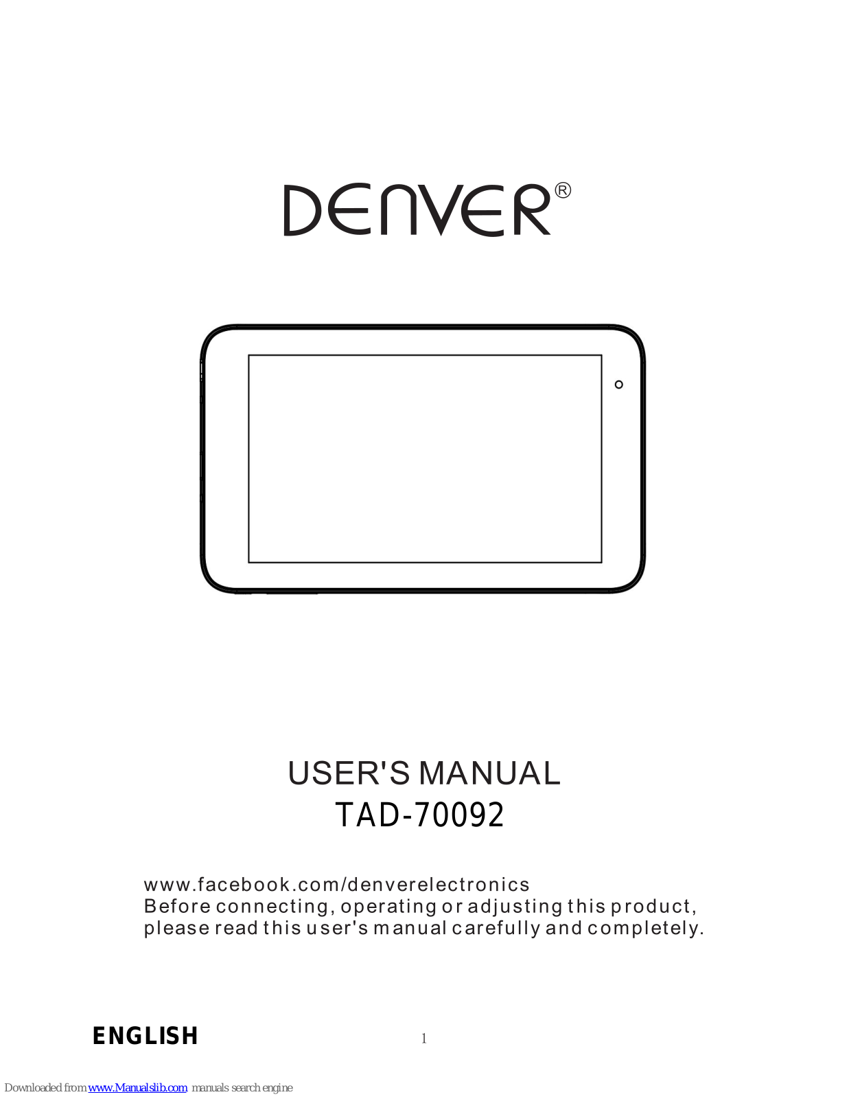 Denver TAD-70092 User Manual