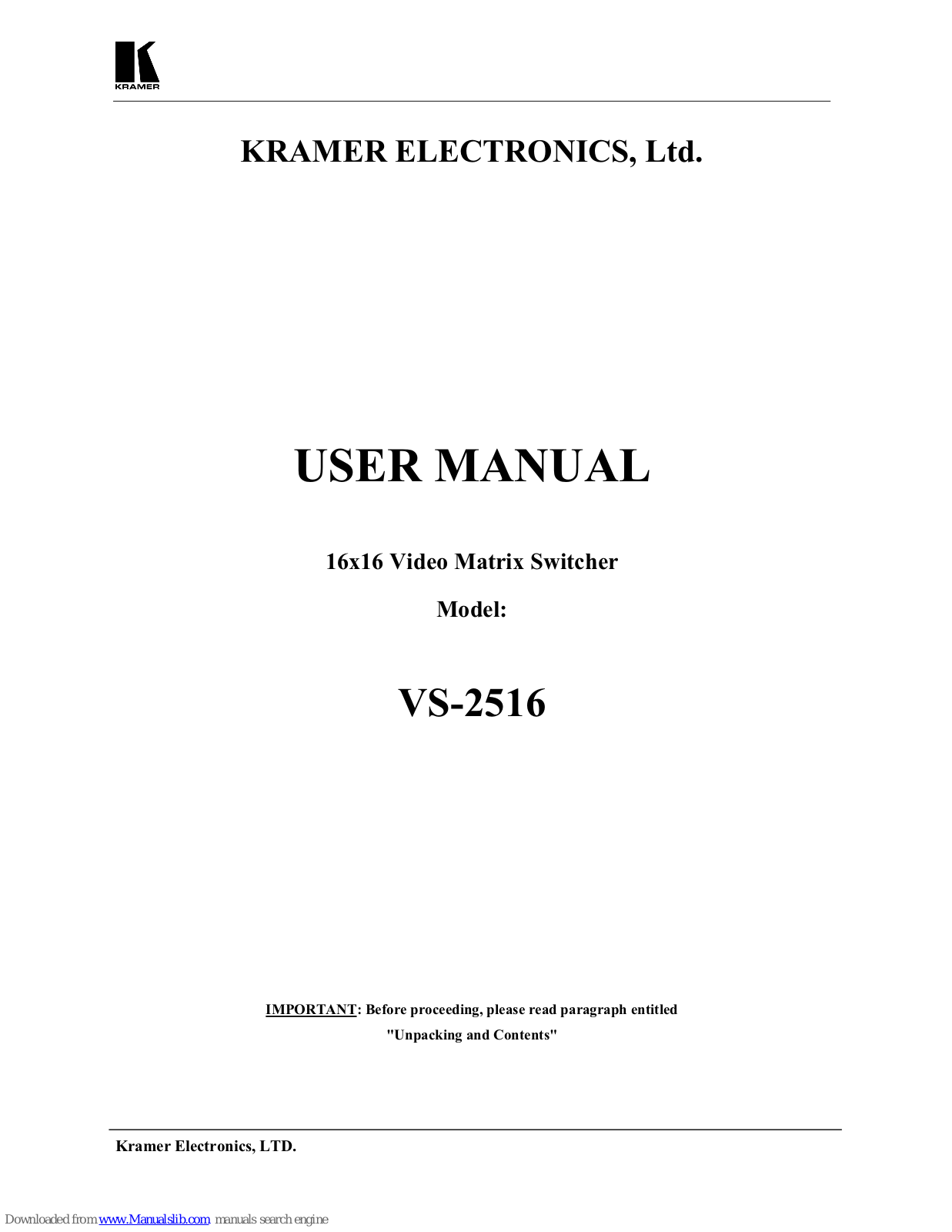 Kramer VS-2516 User Manual