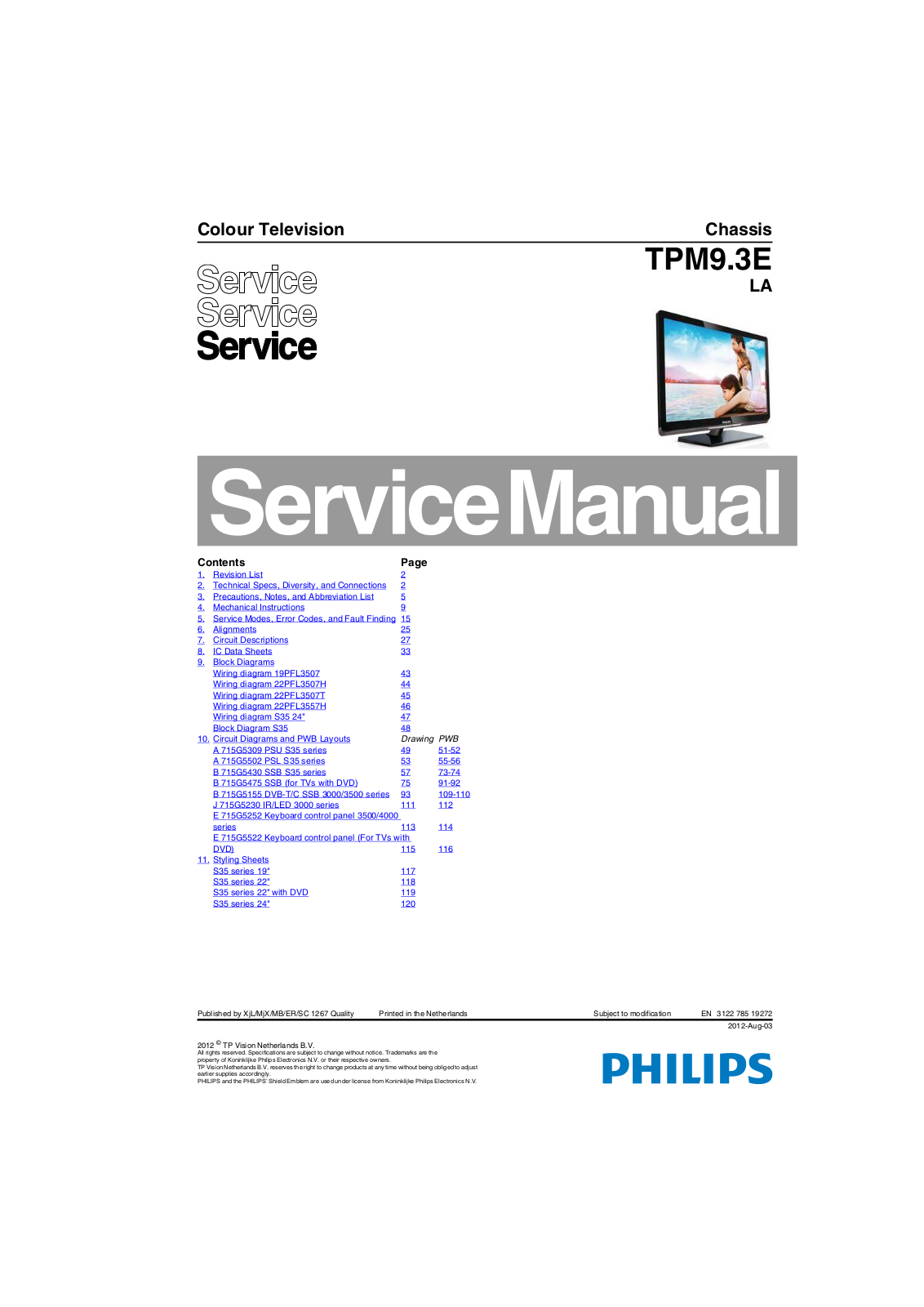 Philips TPM9.3E LA Service manual