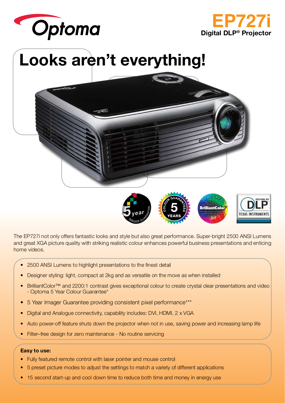 Optoma EP727i Product Sheet