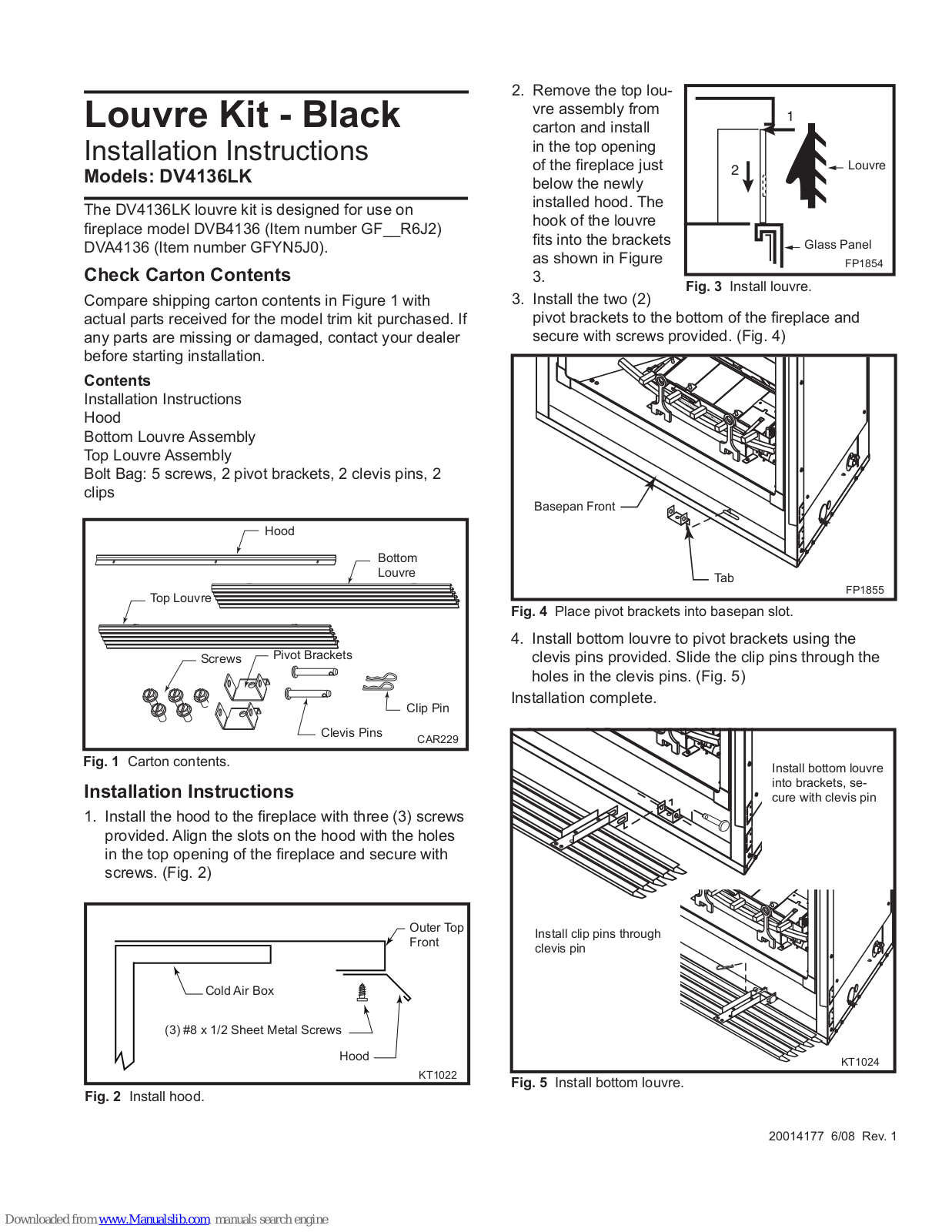 CFM Louvre Kit - Black DV4136LK Installation Instructions Manual