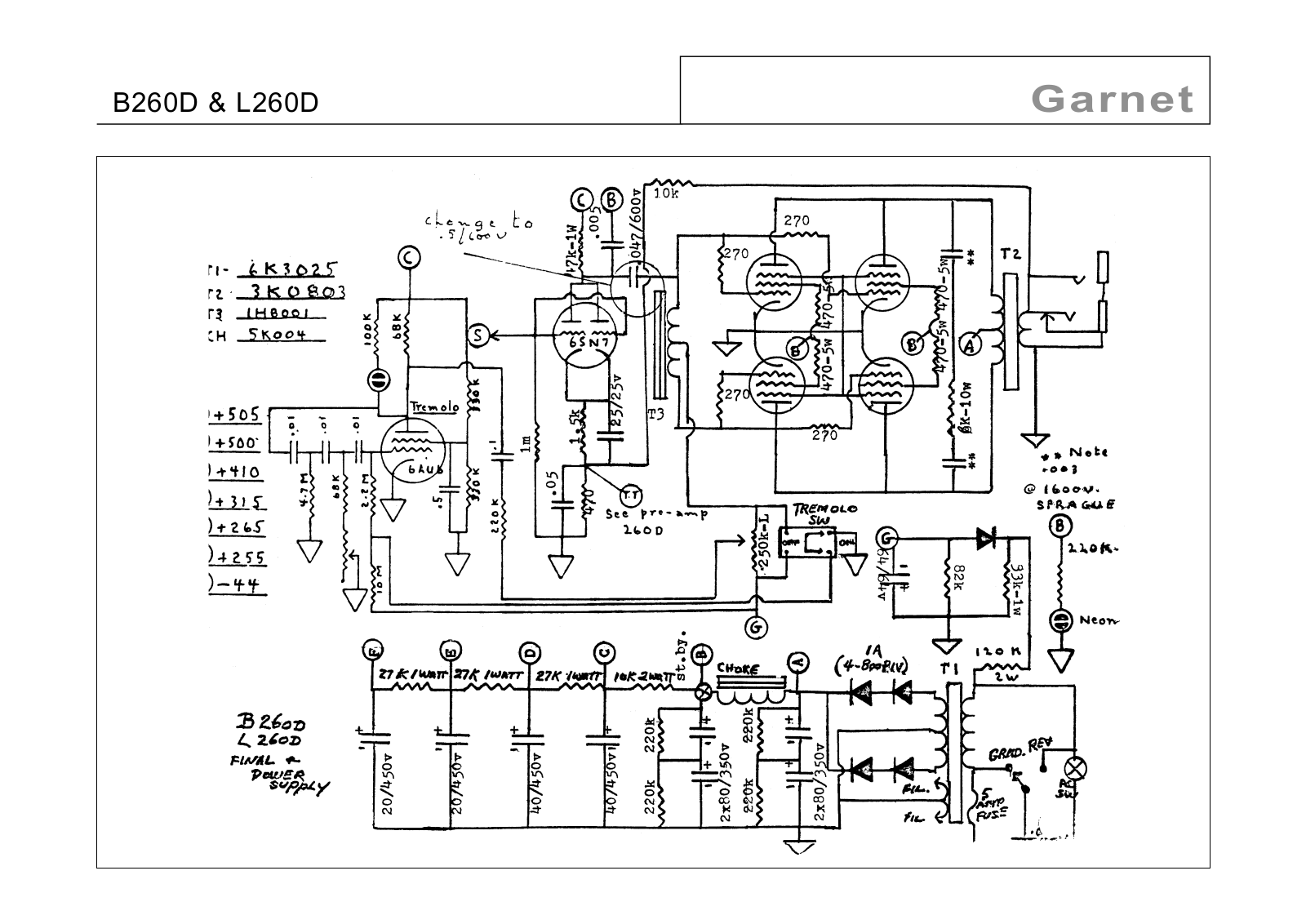 Garnet l260d schematic