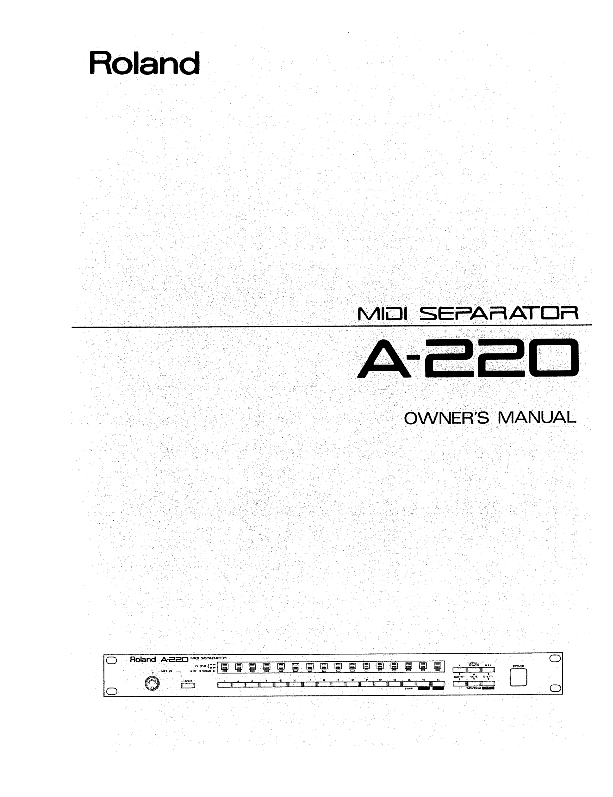 Roland A 220 Service Manual