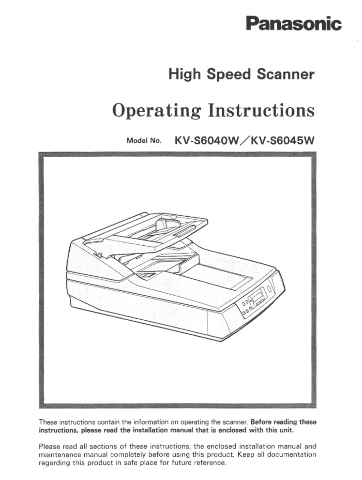 Panasonic KV-S6040W, KV-S6045W User Manual